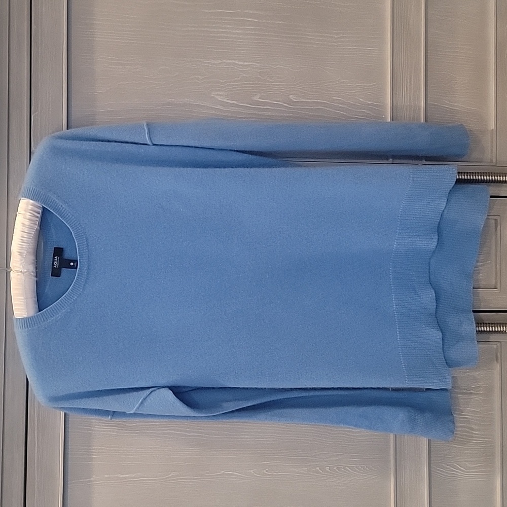 Aqua Cashmere High Low 💯 Cashmere Beautiful River Blue Sweater
